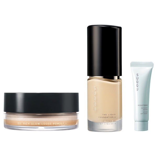SUQQU The Liquid Foundation e 105 & Oil Rich Glow Loose Powder e Kit, 1 Set