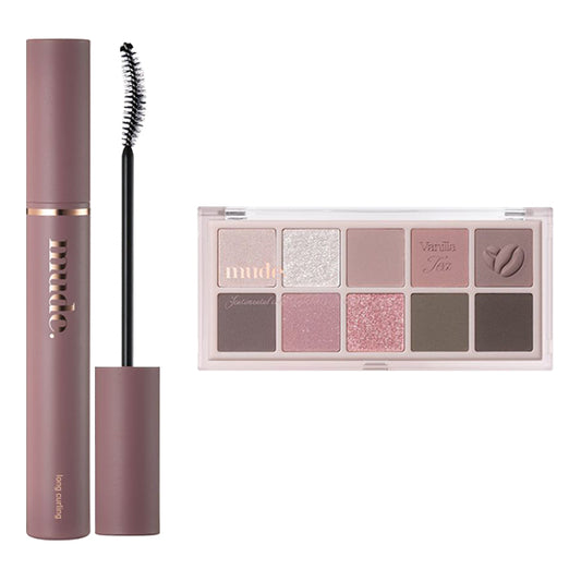 mude Long Lash Curling Mascara 01BL & Shawl Moment Eyeshadow Palette 06 Set