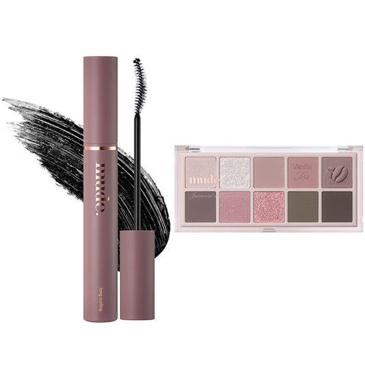 mude Long Lash Curling Mascara 01BL & Shawl Moment Eyeshadow Palette 06 Set
