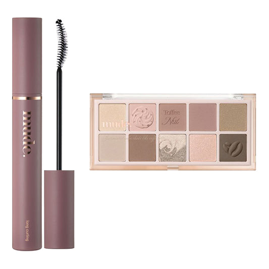 mude Long Lash Curling Mascara 01BL & Shawl Moment Eyeshadow Palette 05 Set