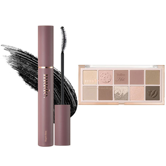mude Long Lash Curling Mascara 01BL & Shawl Moment Eyeshadow Palette 05 Set