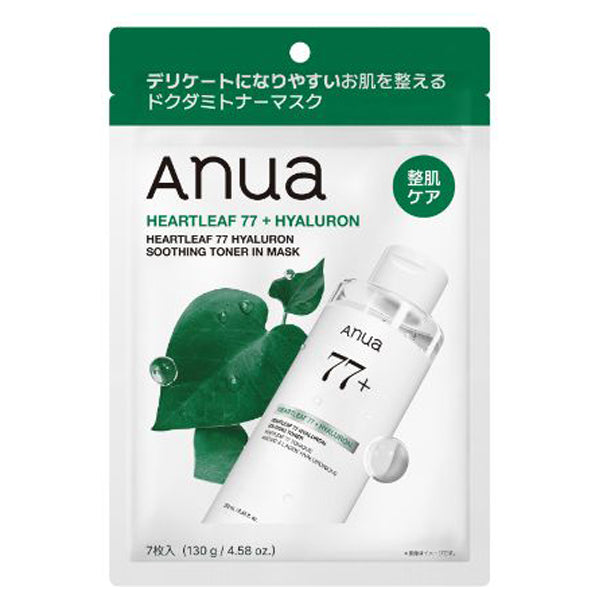 Anua Heartleaf 77 Hyaluron Soothing Toner Mask, 7 sheets