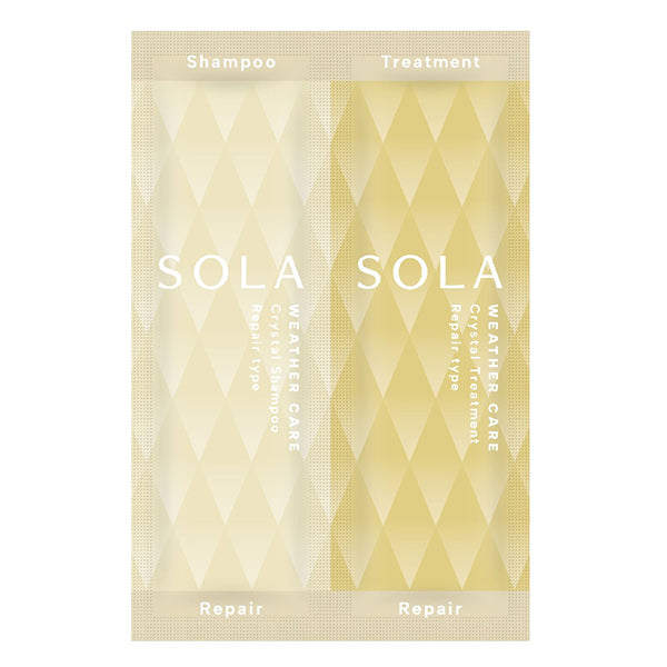 SOLA WEATHER CARE Crystal Repair Shampoo & Hair Treatment Trial Set (Happiness Pear Sunny), 10ml, 10g