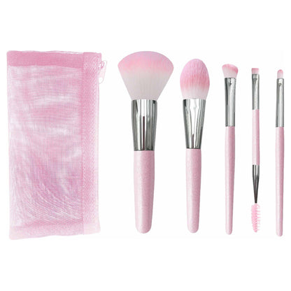 Studio17 Portable Makeup Brush Set (Pink), 5 Brushes + Pouch