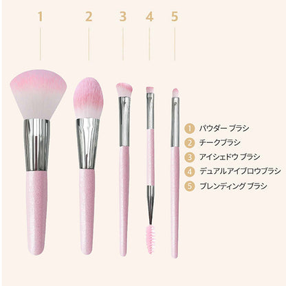 Studio17 Portable Makeup Brush Set (Pink), 5 Brushes + Pouch