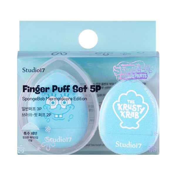 Studio17 SpongeBob Brush Finger Fit Puff, 5 Pack + Case