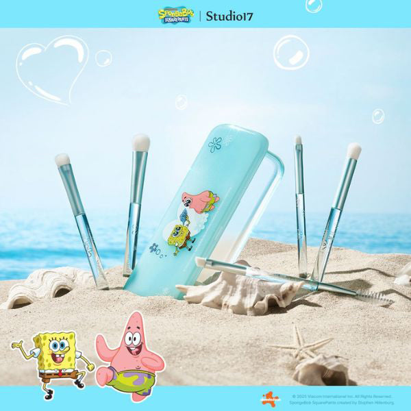 Studio17 SpongeBob Eye Makeup Brush Set, 5 Brushes + Pouch