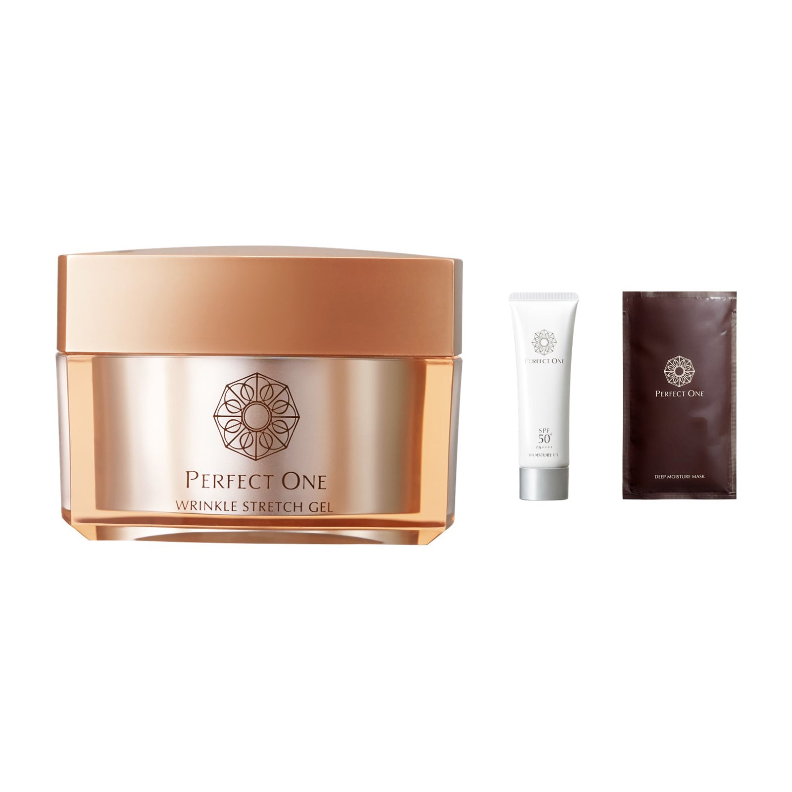 Perfect One Medicated Wrinkle Stretch Gel + SP Moisture UV Mini + Deep Moisture Mask Set, 50g+10g+1 Sheet