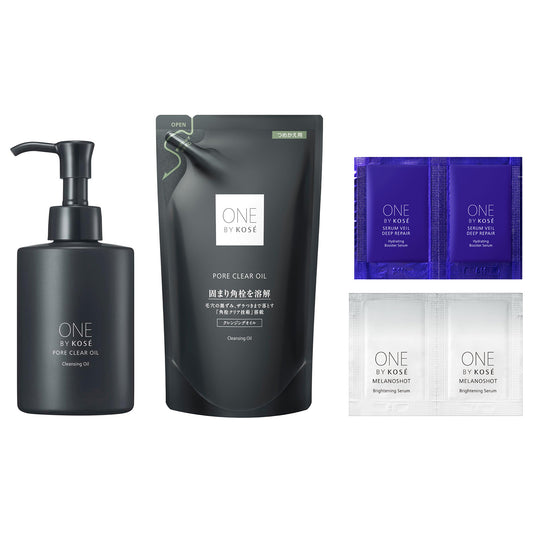 ONE BY KOSE Pore Clear Oil (Bottle + Refill) Trial Set, 180ml