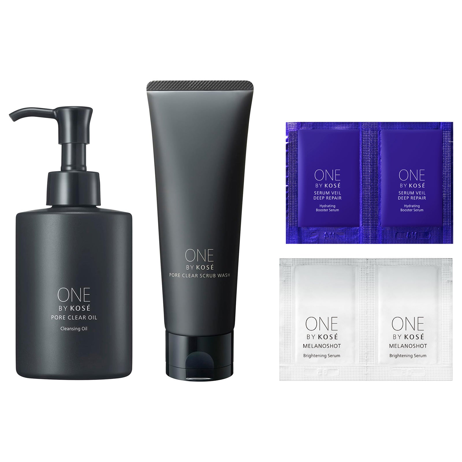 ONE BY KOSE Pore Clear Oil + Pore Clear Scrub Wash Trial Set, 180ml