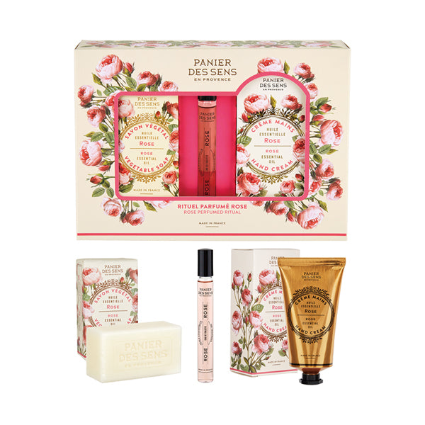PANIER DES SENS Essentials Rose Trio Set, 150g+10ml+75ml