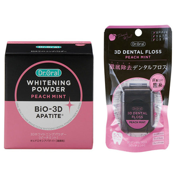 Dr. Oral 3D Whitening Powder & 3D Dental Floss Set, 25g, 50m (Peach Mint)