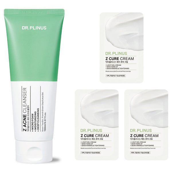 DR.PLINUS Z Acne Cleanser & Z Cure Cream Sample Set, 150ml