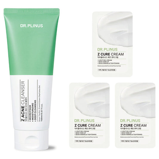 DR.PLINUS Z Acne Cleanser & Z Cure Cream Sample Set, 150ml