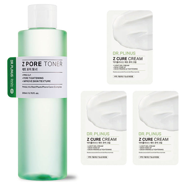 DR.PLINUS Pore Toner Set with Z Cure Cream Samples, 200ml