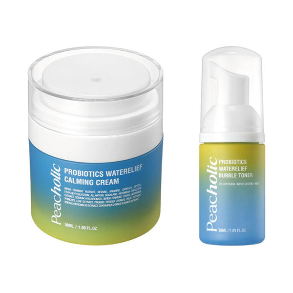 Peacholic Probiotics Water Leaf Calming Cream & Mini Water Leaf Bubble Toner Set, 50ml