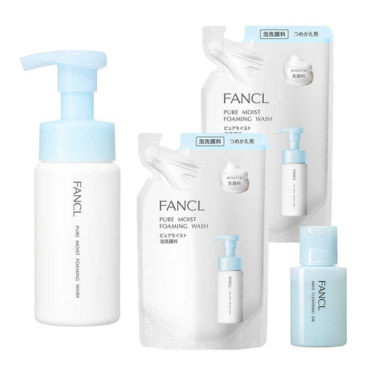 FANCL Pure Moist Foaming Facial Wash Mycle Mini Limited Set, 150ml