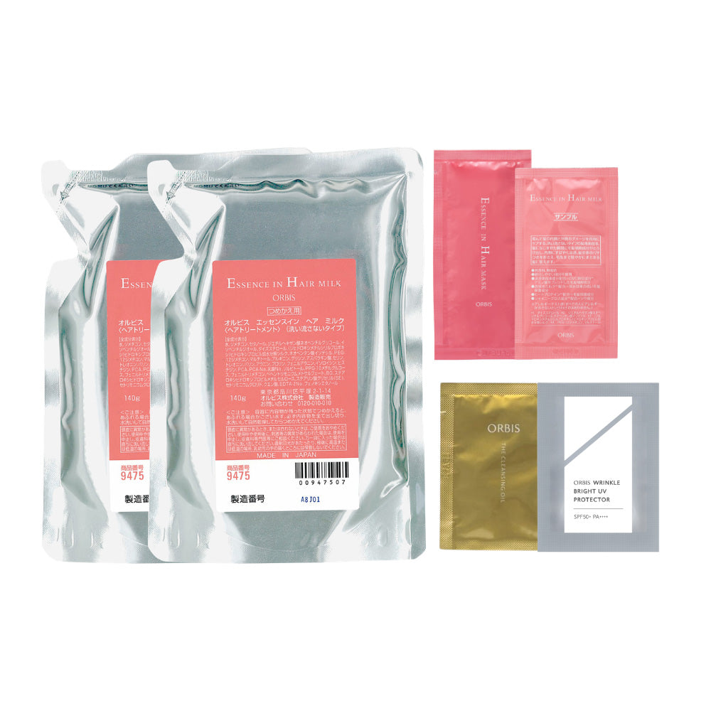 ORBIS Essence In Hair Milk Refill Set of 2, 140g x2 (Fragrance-Free)