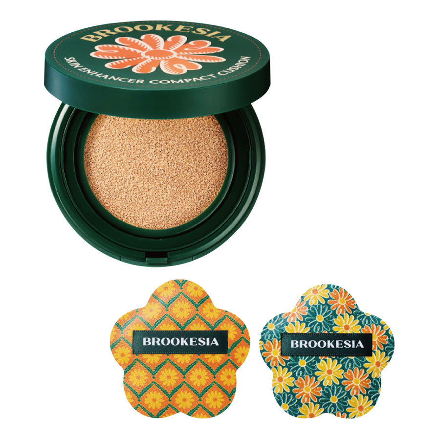 BROOKESIA Skin Enhancer Compact Cushion Matte Original Puff Set (01 Pale Peach)