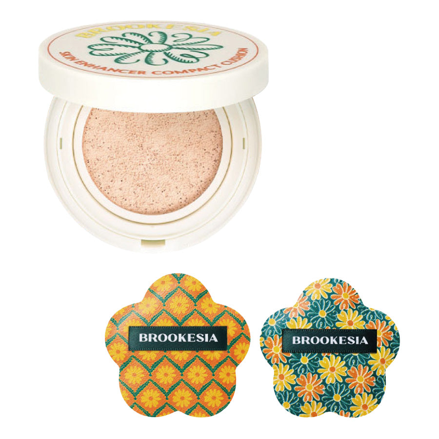BROOKESIA Skin Enhancer Compact Cushion Glow Original Puff Set (03 Deep Beige)