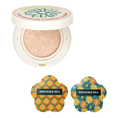 BROOKESIA Skin Enhancer Compact Cushion Glow Original Puff Set (1.5 Light Rosy)