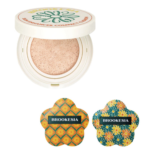 BROOKESIA Skin Enhancer Compact Cushion Glow Original Puff Set (1.5 Light Rosy)