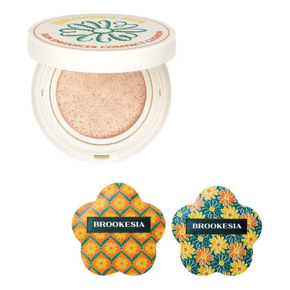 BROOKESIA Skin Enhancer Compact Cushion Glow Original Puff Set (01 Pale Peach)