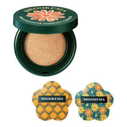 BROOKESIA Skin Enhancer Compact Cushion Matte Original Puff Set (03 Deep Beige)