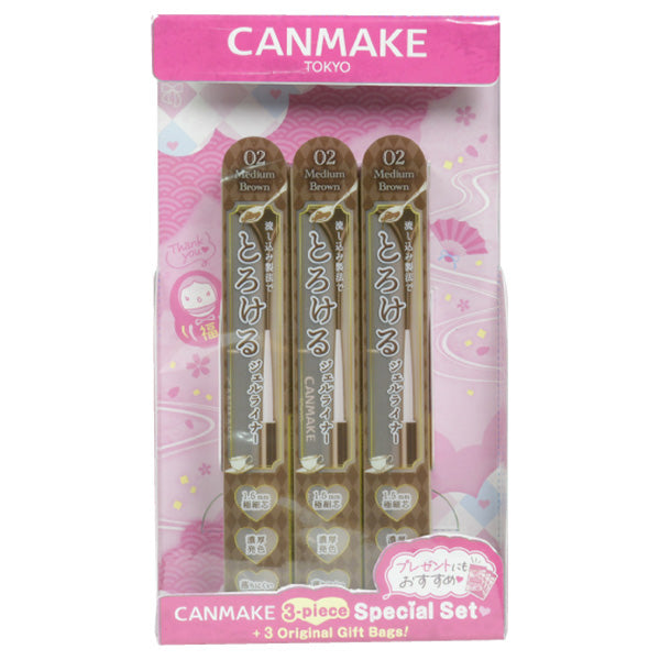 CANMAKE Creamy Touch Liner 02 Special 3-Piece Set with Zip Pouches