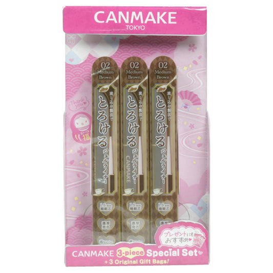 CANMAKE Creamy Touch Liner 02 Special 3-Piece Set with Zip Pouches