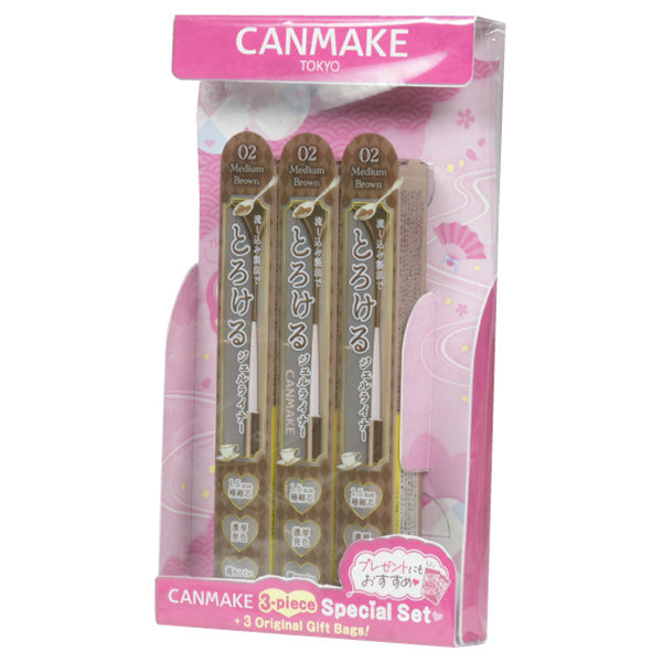 CANMAKE Creamy Touch Liner 02 Special 3-Piece Set with Zip Pouches