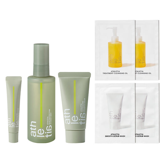 athletia UV Body Mist & Lip Protection Essence with Shampoo Balm Trial Set, 100ml, 10g, 30g, 4ml×2, 3g×2