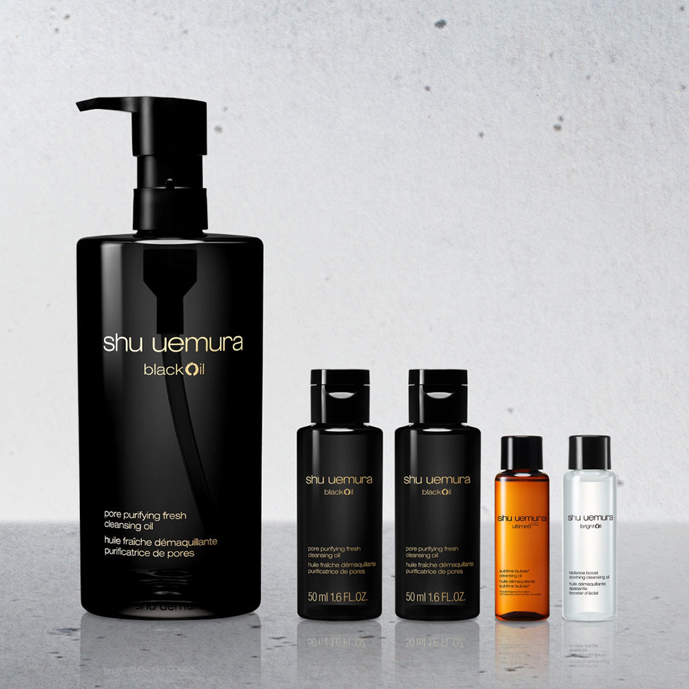 shu uemura Pore Cleansing Black Oil & Travel Size Kit, 450ml