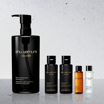 shu uemura Pore Cleansing Black Oil & Travel Size Kit, 450ml