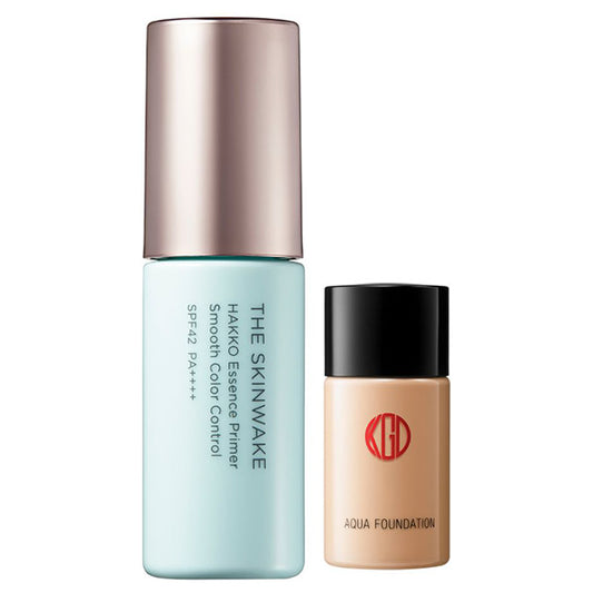 Koh Gen Do The Skin Wake Fermented Primer Smooth Color Control Aqua Foundation Mini Set SPF42 PA++++ (Jade Mint), 25ml, 10ml