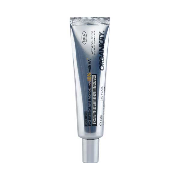 ORGANICITY EX-Retinol & Bakuchiol 15% + Hyaluronic Acid Cream Serum, 15ml