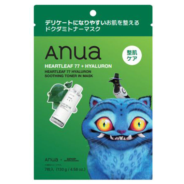 Anua KPDH Houttuynia 77 Hyaluronic Soothing Toner Mask, 7 sheets