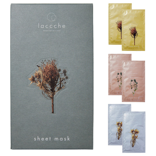 laccche Sheet Mask 6-Piece Box, 19ml×2, 22ml×2, 23ml×2