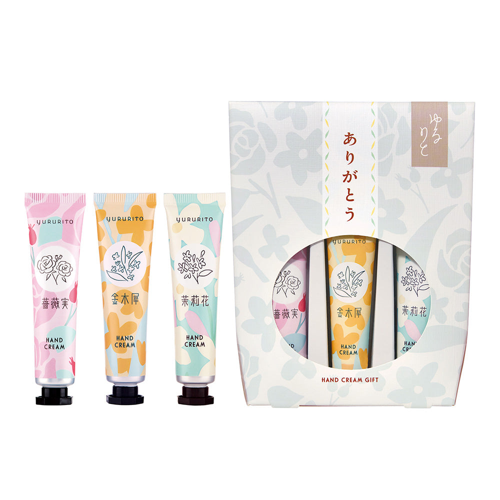 Kinmokusei Hand Cream Gift Set (Rose Hip, Osmanthus, Jasmine), 15ml×3
