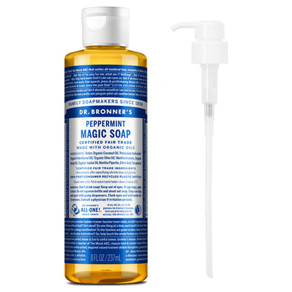 Dr. Bronner’s Magic Soap Peppermint M Pump Set 2026 (Refreshing Mint), 473ml