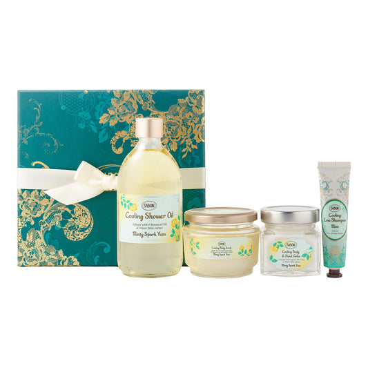 SABON Total Care Kit (Minty Spark Yuzu), 500ml + 320g + 200ml + 30ml