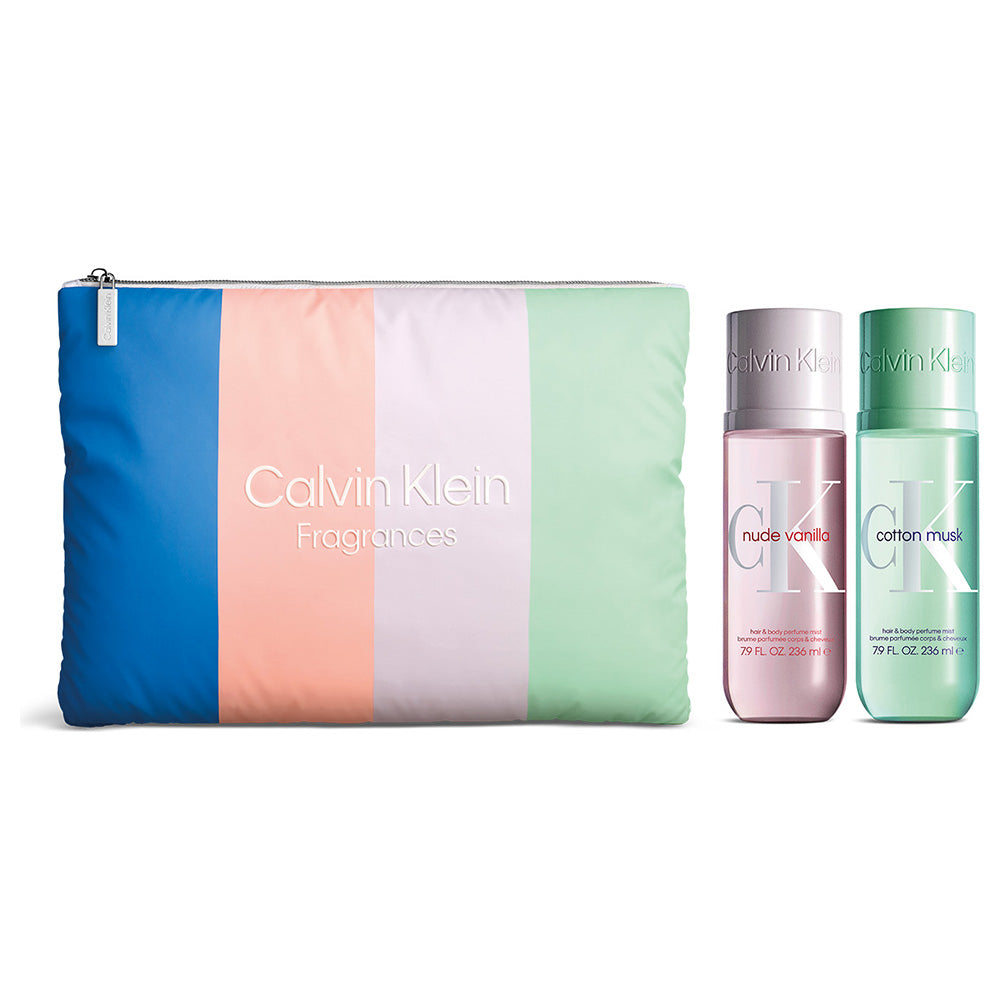 Calvin Klein Hair & Body Perfume Mist Pouch Set (Cotton Musk & Nude Vanilla), 236ml + 236ml