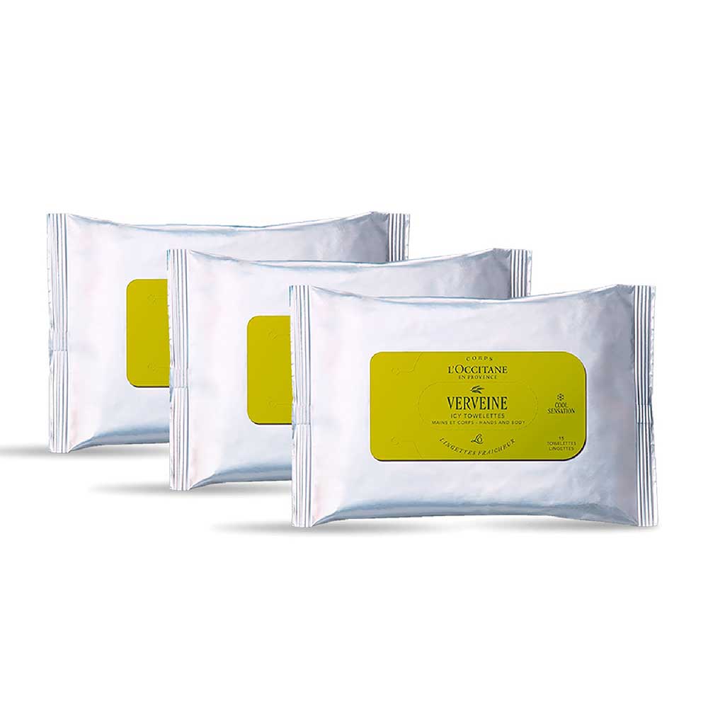 LOCCITANE Verbena Towelettes Trio, 15 Sheets x 3