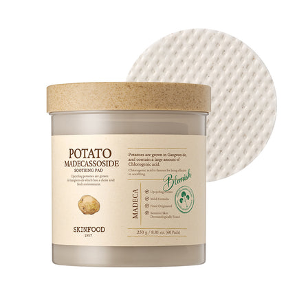 SKINFOOD Potato Madecassoside Soothing Pads, 250g (60 Sheets)
