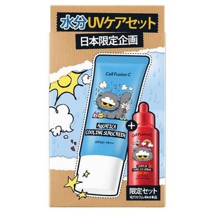 Cell Fusion C Sun Serum Aquatica Cooling Sunscreen Zo&Friends Set SPF50+ PA++++, 35ml, 40ml