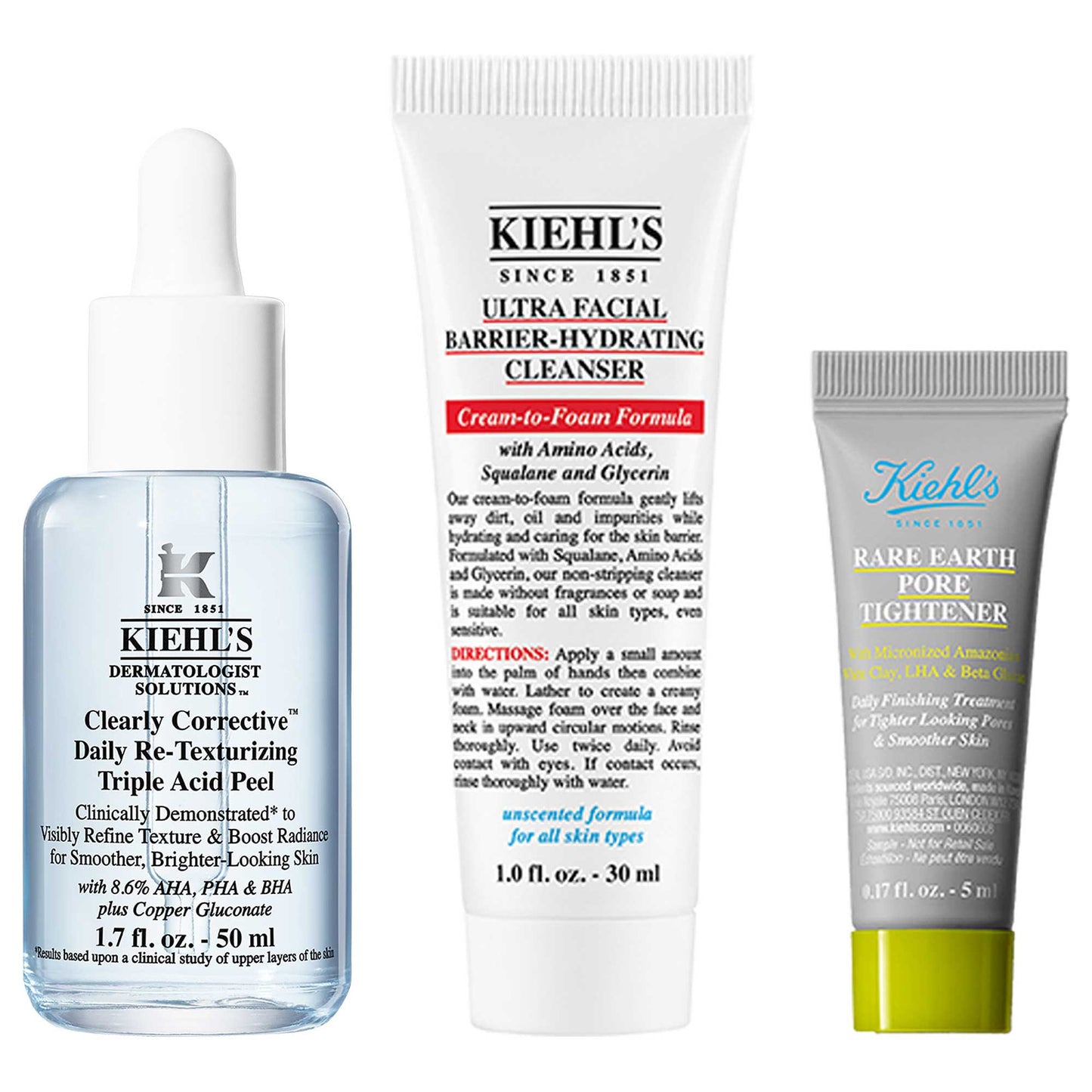 Kiehl’s Blue Peel Serum Summer Smooth Skin Set, 50ml, 30ml, 5ml