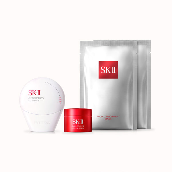 SK-II Genoptics CC Primer & Skin Power Renew Cream First Trial Kit, Rosy Pink