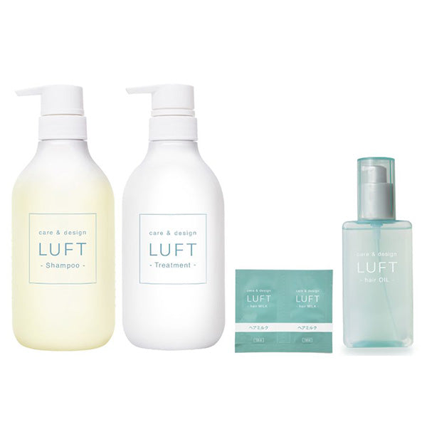LUFT Moist Shampoo & Treatment Set with Hair Oil & Hair Milk Trial Size (Savon), 500ml + 500ml + 100ml