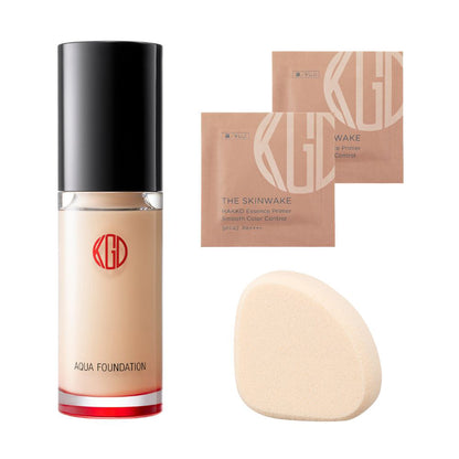 Koh Gen Do Aqua Foundation Makeup Sponge & Primer Set SPF25 PA++ (012 Pink Ochre/Bright), 30ml