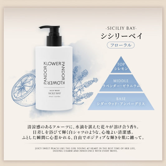 KLOWER PANDOR Perfume Body Wash, 480ml (Sicily Bay)